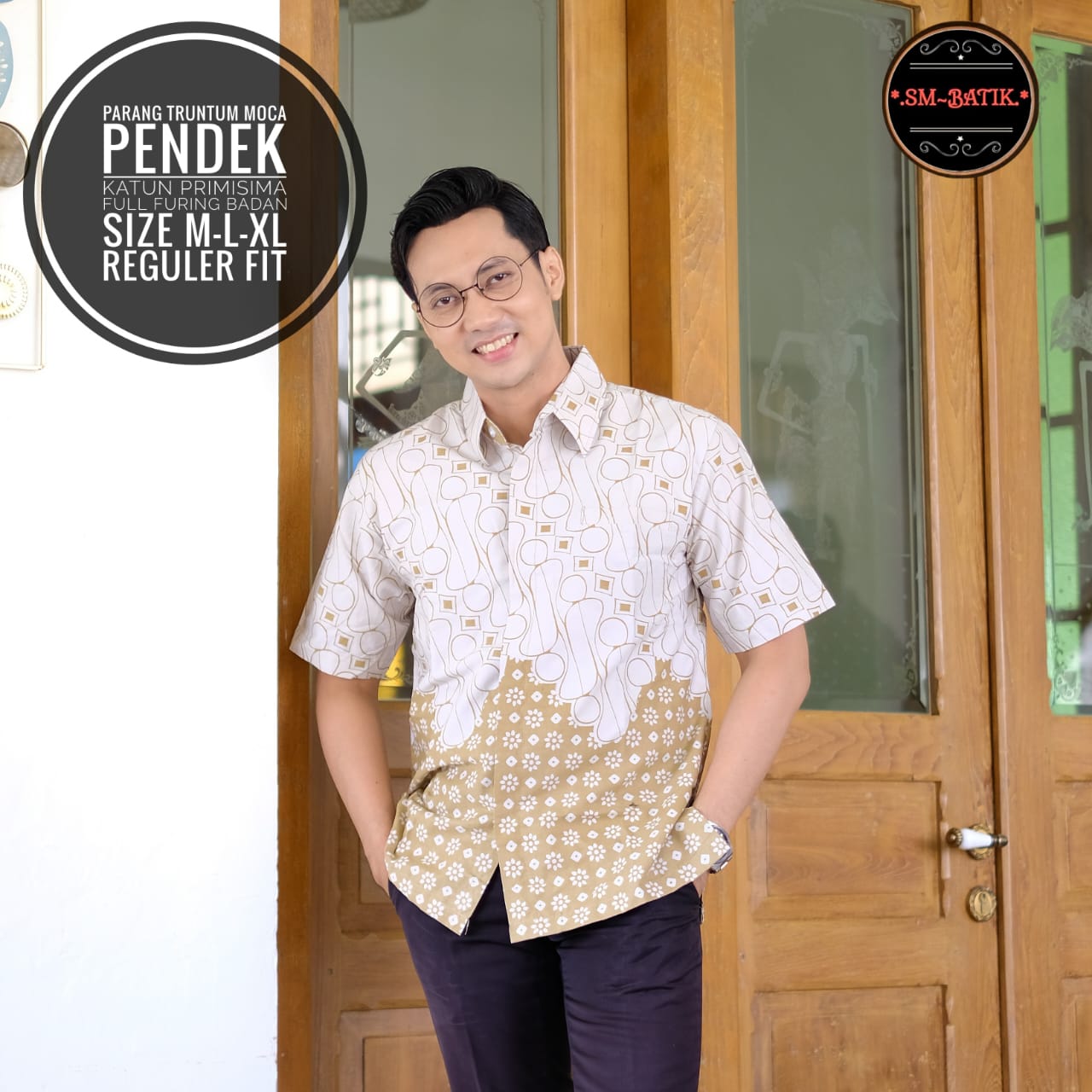 cover-PARANG TRUNTUM MOCA Kemeja Batik Pria Solo Lengan Pendek Lapis Furing BY SM-1