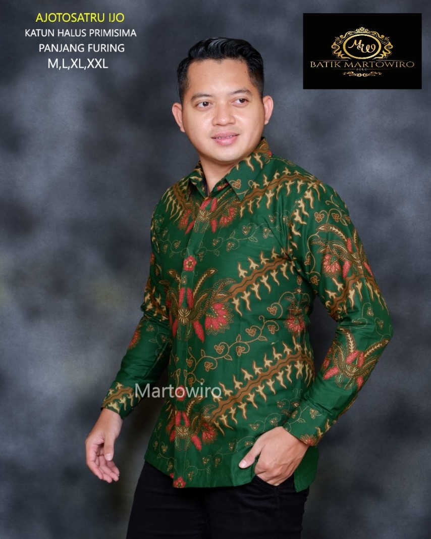 cover-AJOTOSATRU IJO KEMEJA BATIK PRIA SOLO LENGAN PANJANG LAPIS FURING BY MARTOWIRO-1