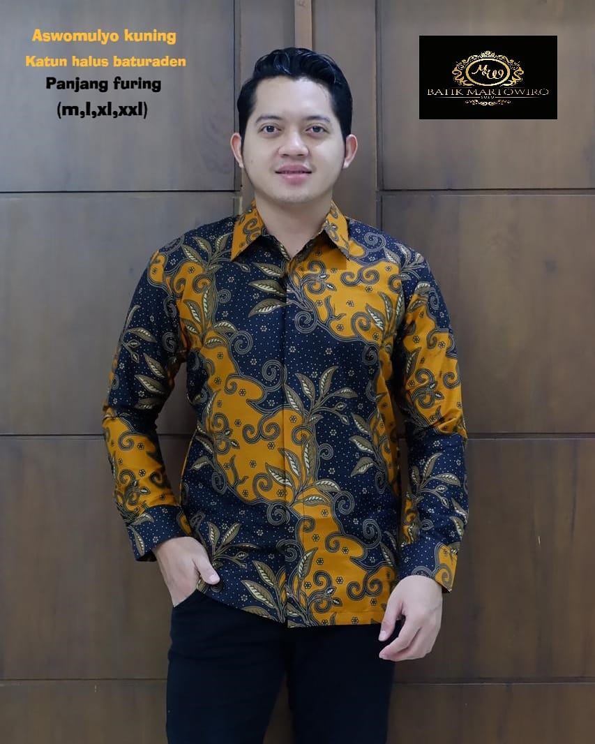 cover-ASWOMULYO KUNING KEMEJA BATIK PRIA SOLO LENGAN PANJANG LAPIS FURING BY MARTOWIRO-1