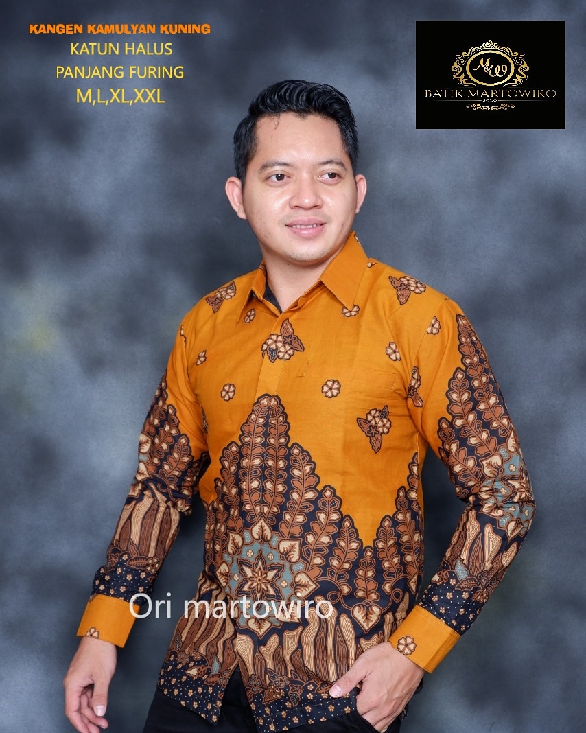 cover-KANGEN KAMULYAN KUNING Kemeja Batik Pria Solo Lengan Panjang Lapis Furing BY MARTOWIRO-1
