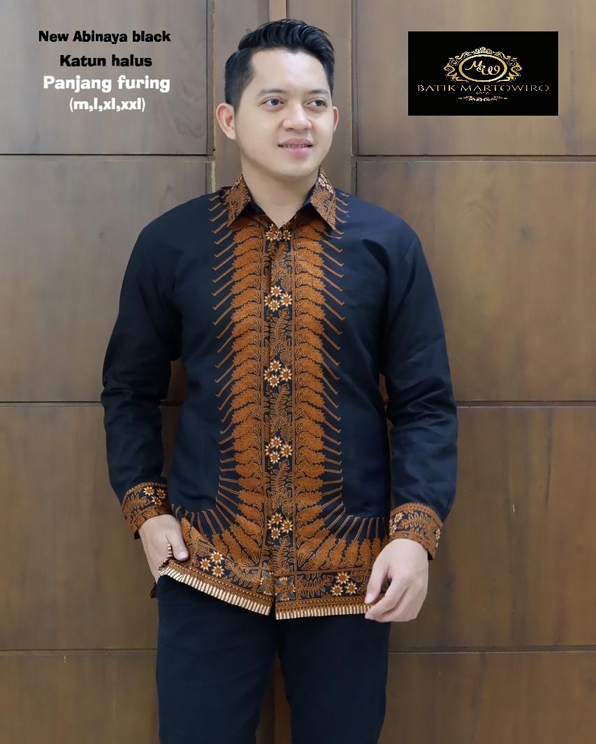 cover-NEW ABINAYA BLACK Kemeja Batik Pria Solo Lengan Panjang Lapis Furing BY MARTOWIRO-1
