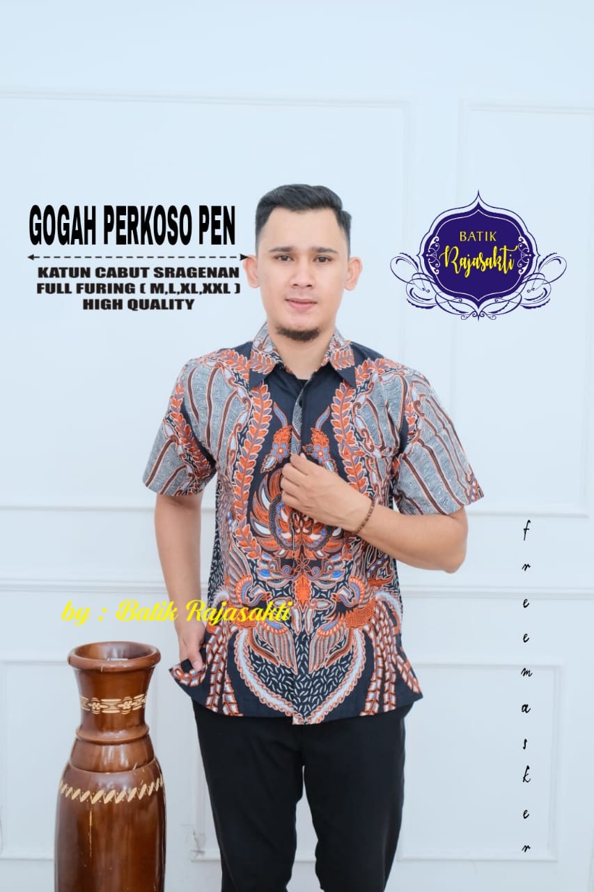 cover-GOGAH PERKOSO PEN Kemeja Batik Pria Solo Lengan Pendek Lapis Furing BY RAJASAKTI-1
