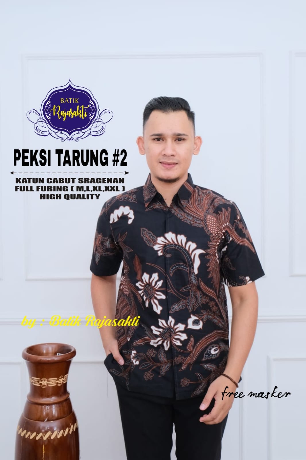 cover-PEKSI TARUNG 2 Kemeja Batik Pria Solo Lengan Pendek Lapis Furing BY RAJASAKTI-1