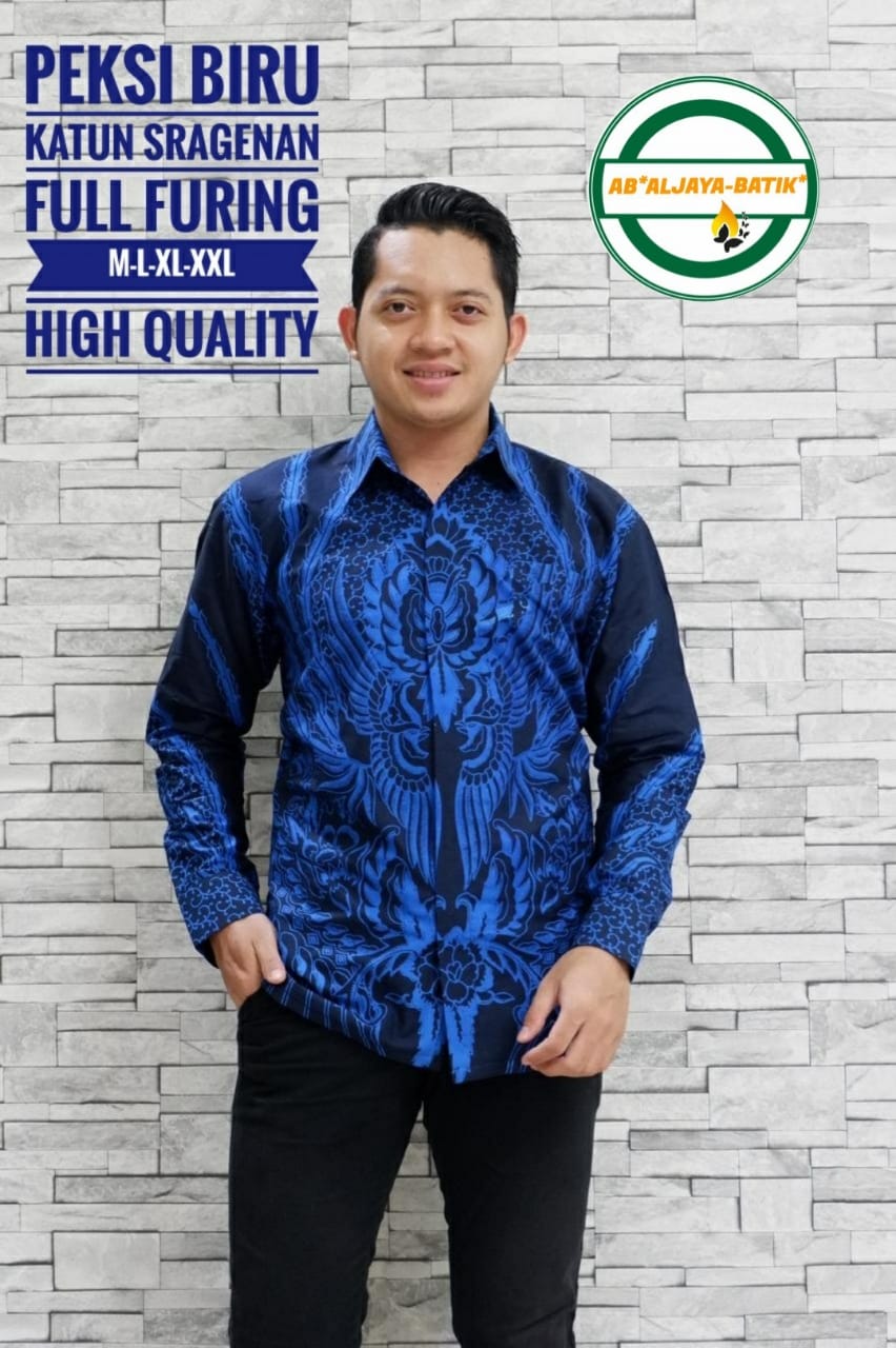 cover-PEKSI BIRU Kemeja Batik Pria Solo Lengan Panjang Lapis Furing BY ALJAYA-1