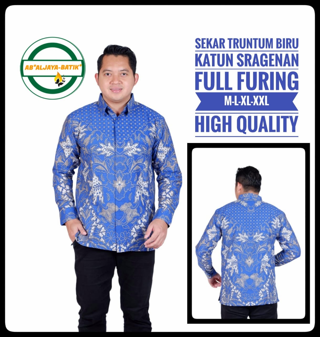 cover-SEKAR TRUNTUM BIRU Kemeja Batik Pria Solo Lengan Panjang Lapis Furing BY ALJAYA-1