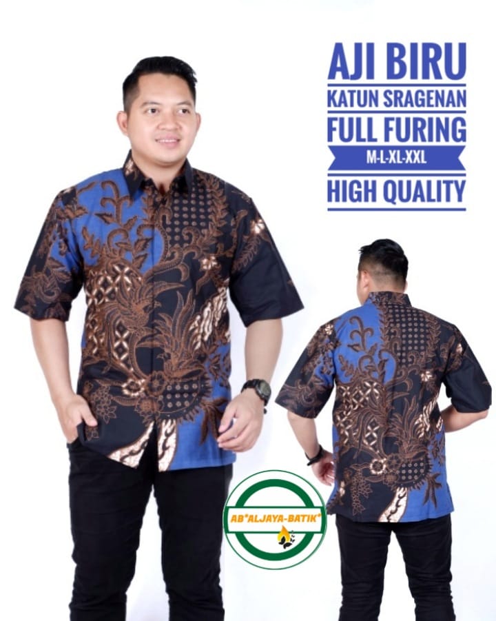 cover-AJI BIRU Kemeja Batik Pria Solo Lengan Pendek Lapis Furing BY ALJAYA-1