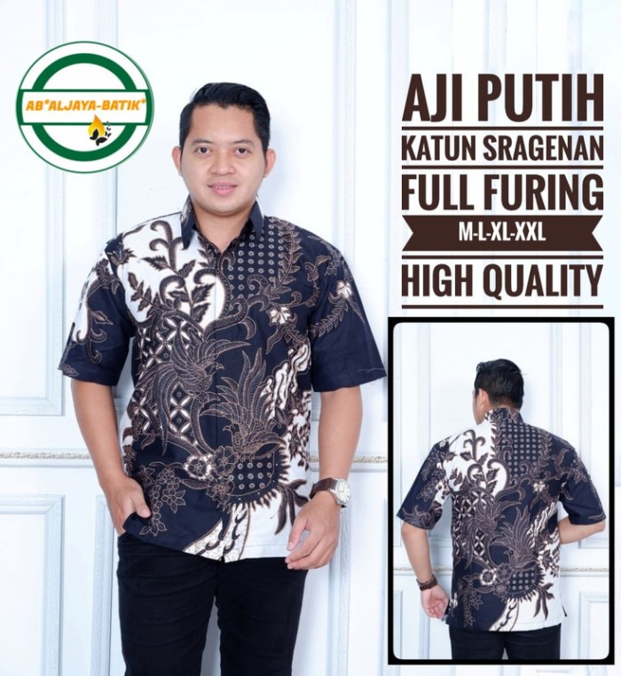 cover-AJI PUTIH Kemeja Batik Pria Solo Lengan Pendek Lapis Furing BY ALJAYA-1