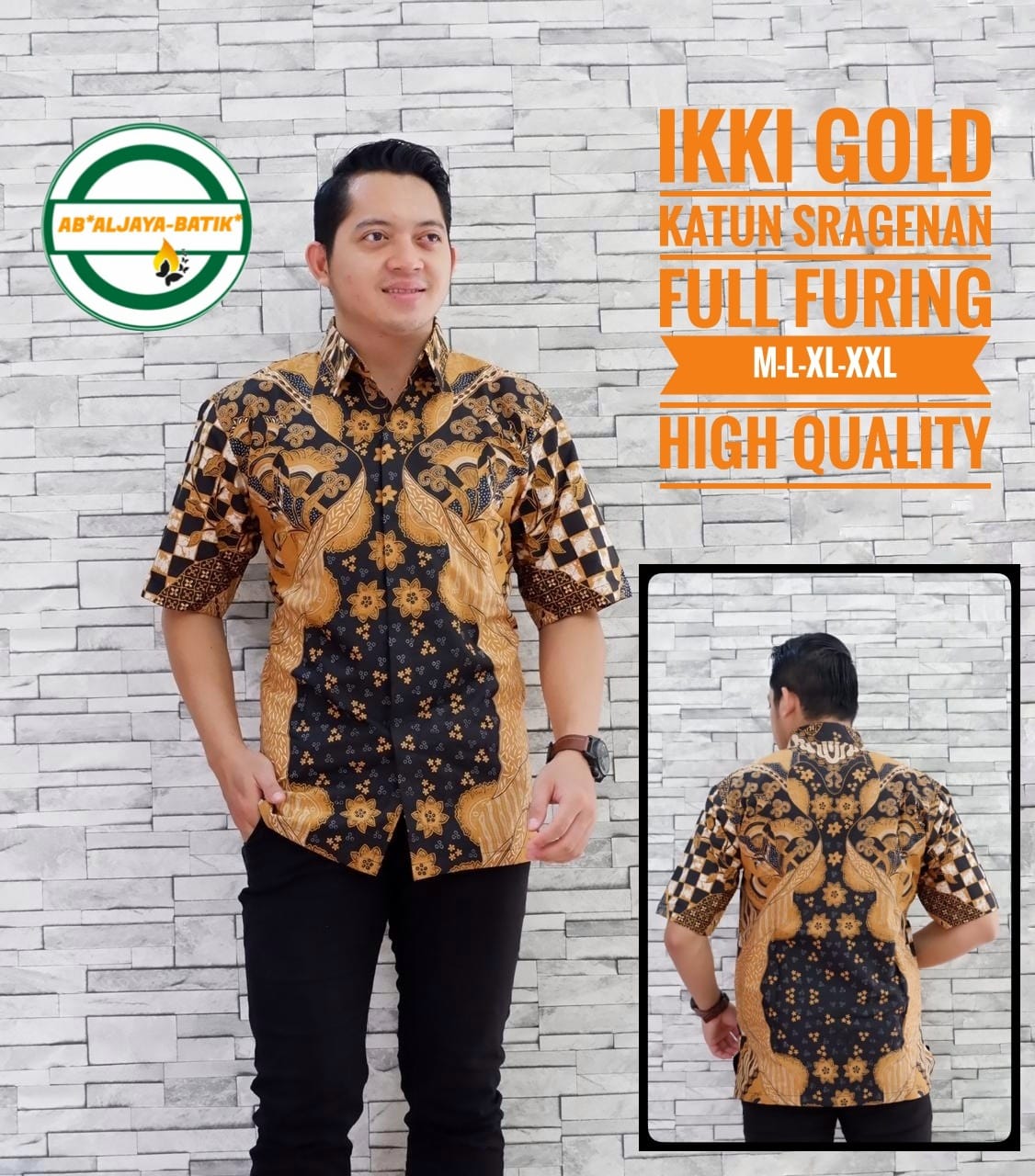 cover-IKKI GOLD Kemeja Batik Pria Solo Lengan Pendek Lapis Furing BY ALJAYA-1