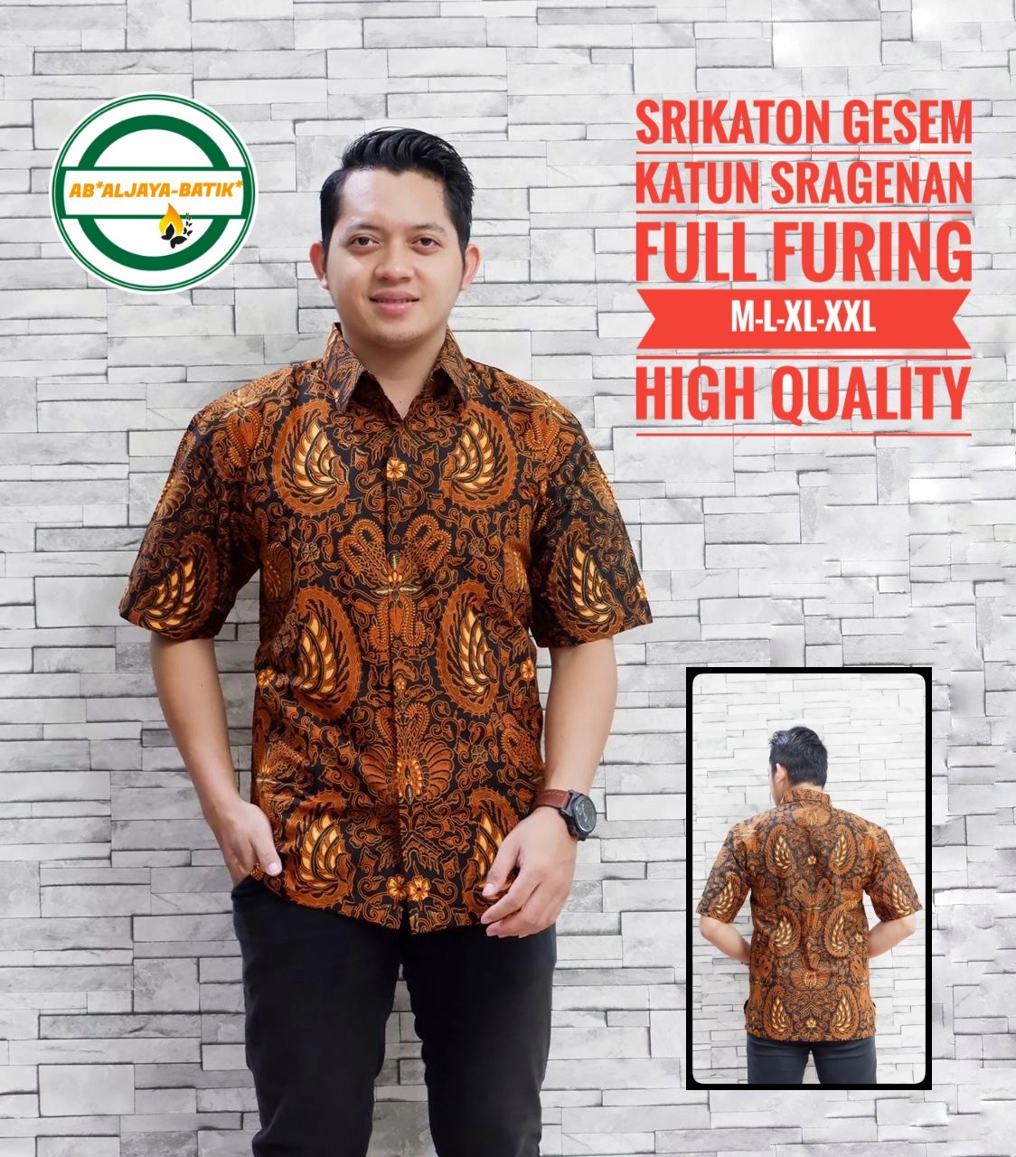 cover-SRIKATON GESEM Kemeja Batik Pria Solo Lengan Pendek Lapis Furing BY ALJAYA-1