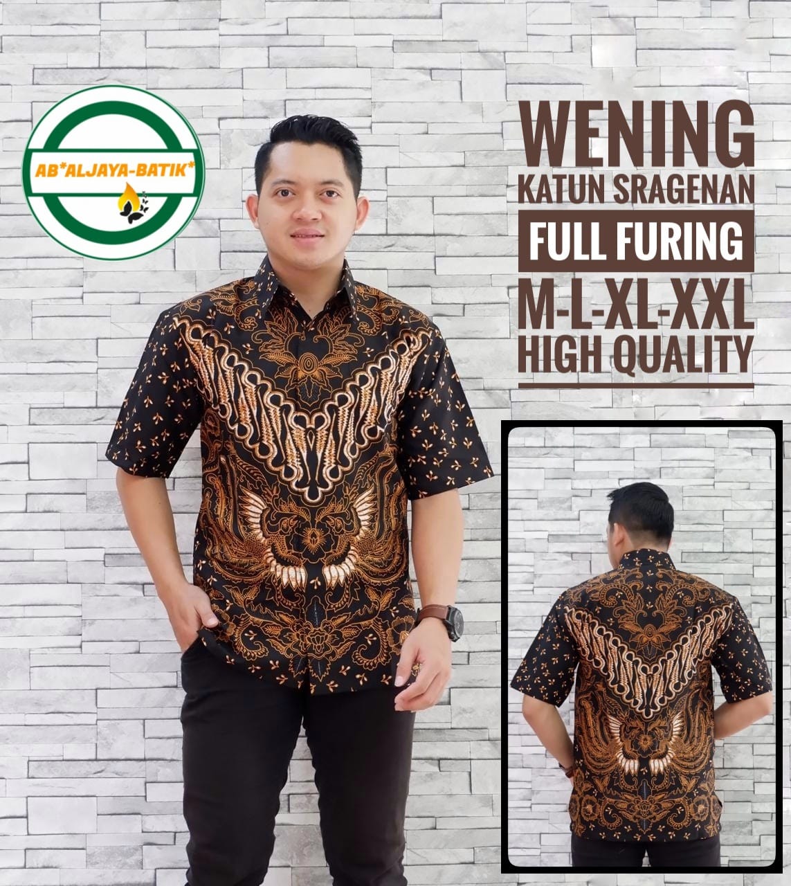 cover-WENING Kemeja Batik Pria Solo Lengan Pendek Lapis Furing BY ALJAYA-1