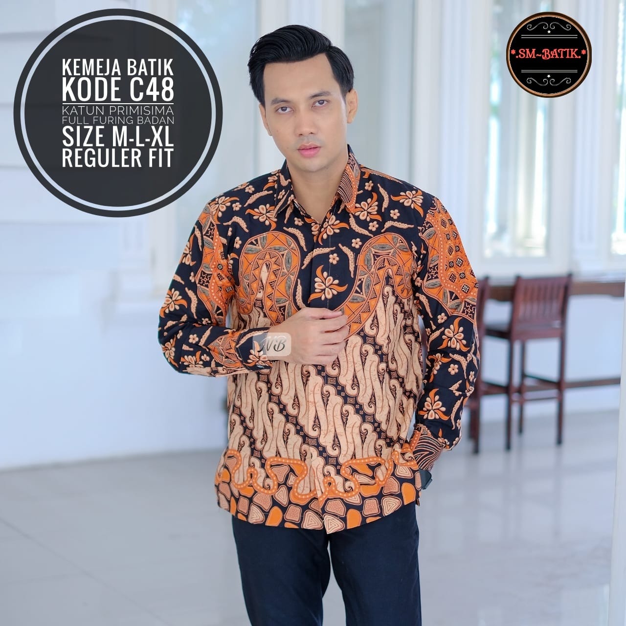 cover-C48 Kemeja Batik Pria Solo Lengan Panjang Lapis Furing BY SM-1