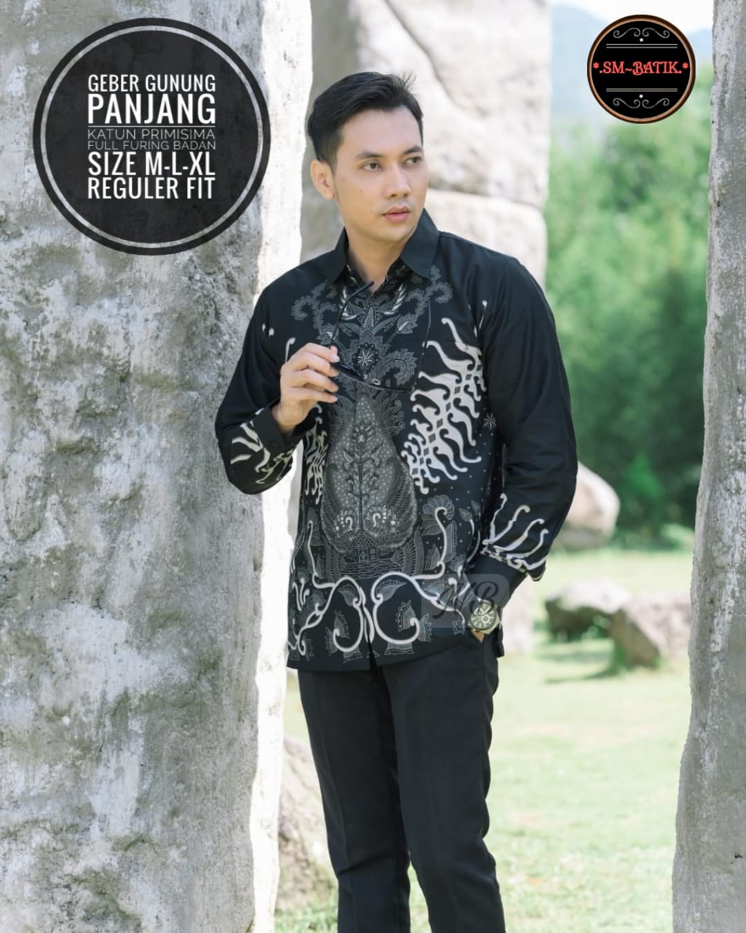 cover-GEBER GUNUNG Kemeja Batik Pria Solo Lengan Panjang Lapis Furing BY SM-1