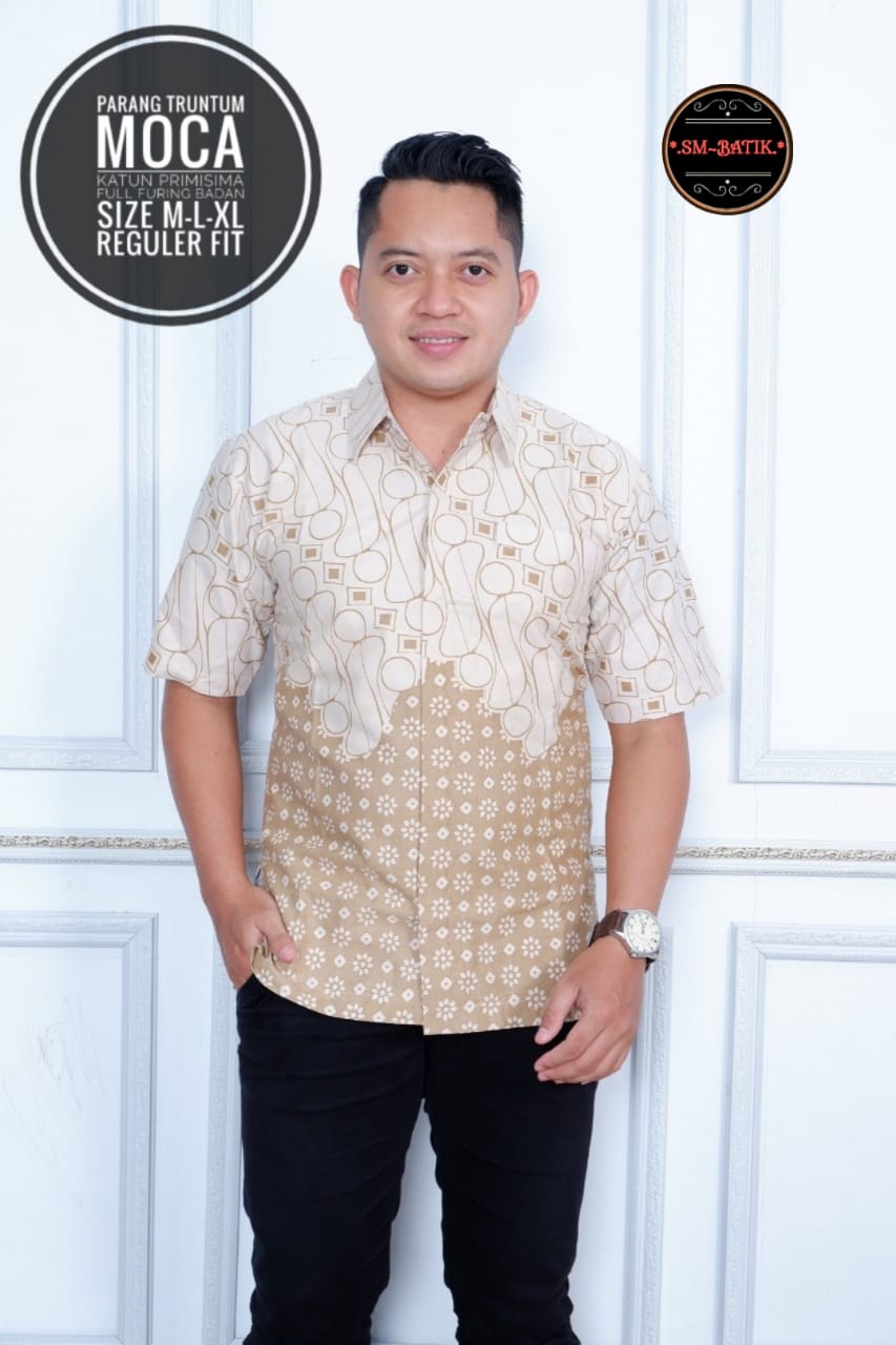 cover-PARANG TRUNTUM MOCA 2 Kemeja Batik Pria Solo Lengan Pendek Lapis Furing BY SM-1