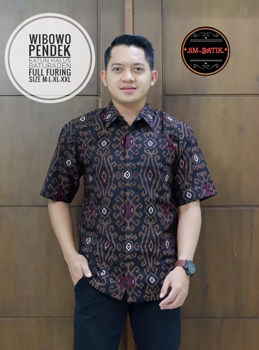 cover-WIBOWO Kemeja Batik Pria Solo Lengan Pendek Lapis Furing BY SM-1
