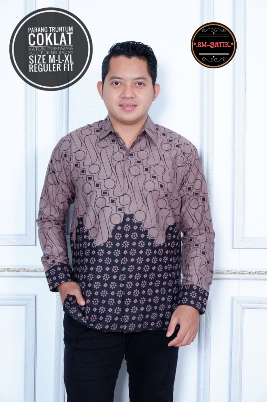 cover-PARANG TRUNTUM COKLAT Kemeja Batik Pria Solo Lengan Panjang Lapis Furing BY SM-1