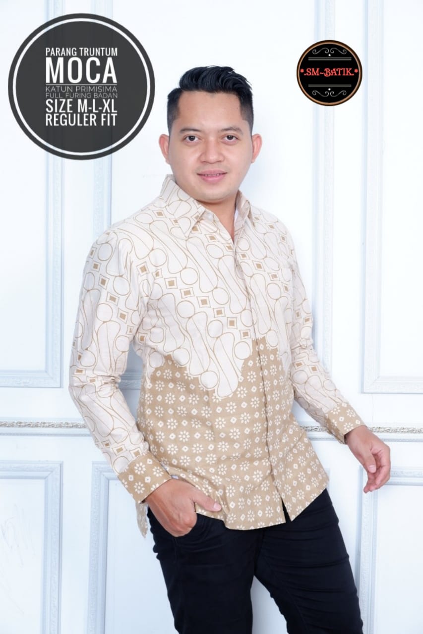 cover-PARANG TRUNTUM MOCA 2 Kemeja Batik Pria Solo Lengan Panjang Lapis Furing BY SM-1