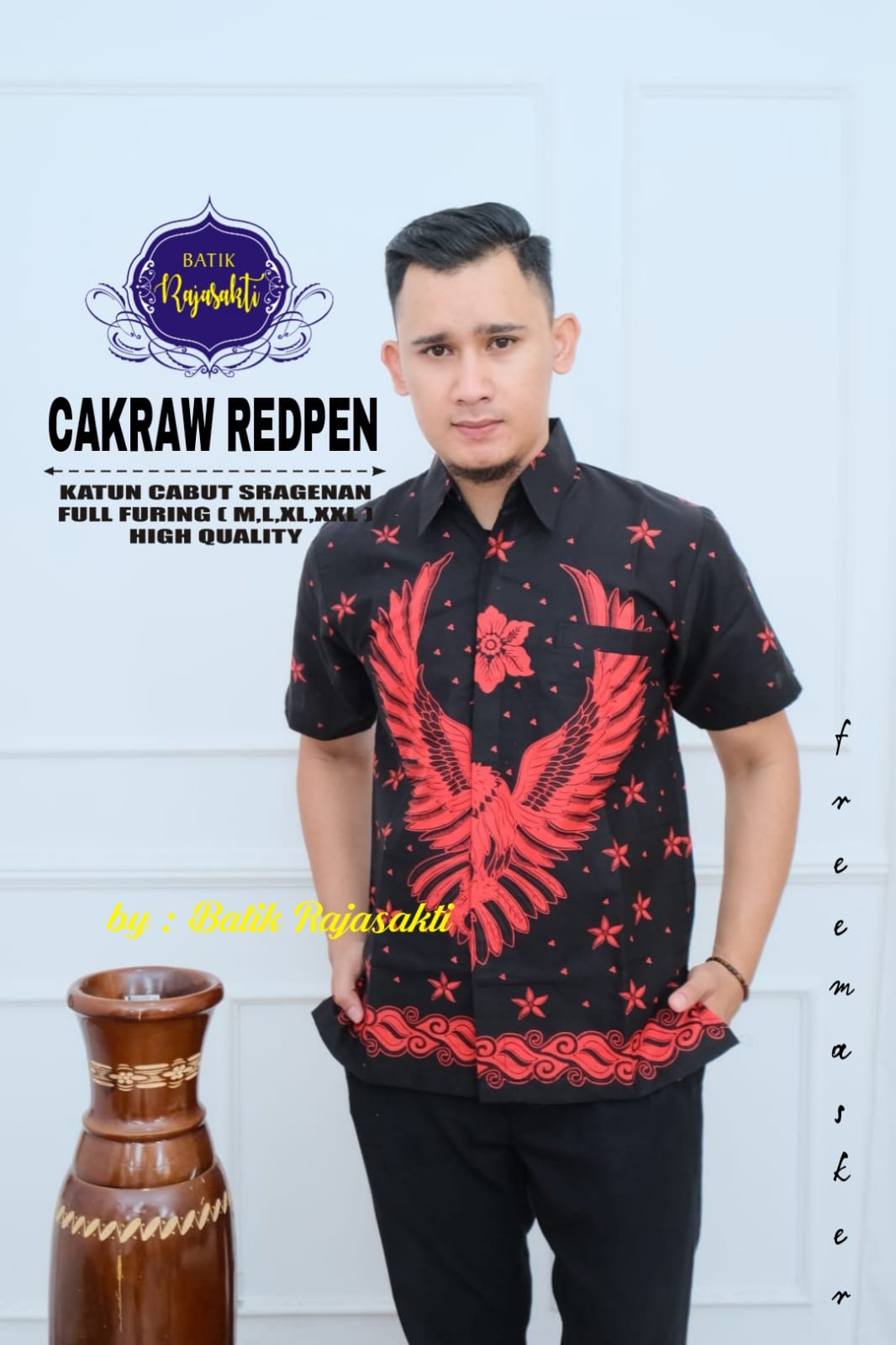 cover-CAKRAW RED KEMEJA BATIK PRIA SOLO LENGAN PENDEK LAPIS FURING BY RAJASAKTI-1