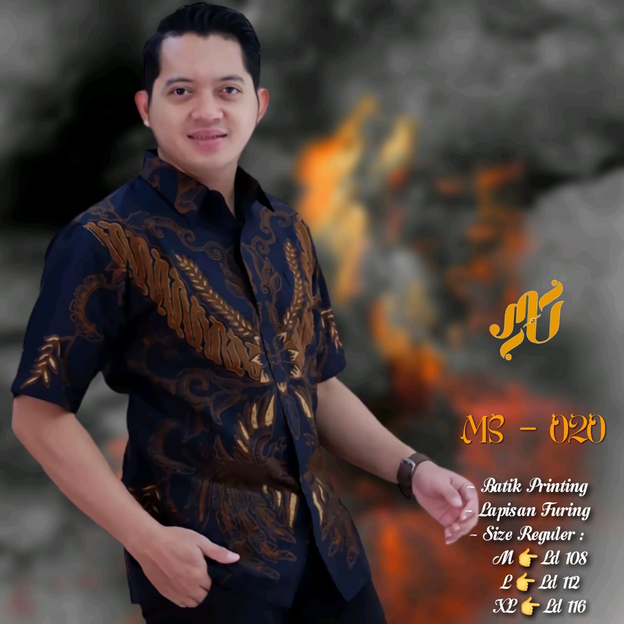 cover-MS 020 Kemeja Batik Pria Solo Lengan Pendek Lapis Furing BY MUKTI UTOMO-1