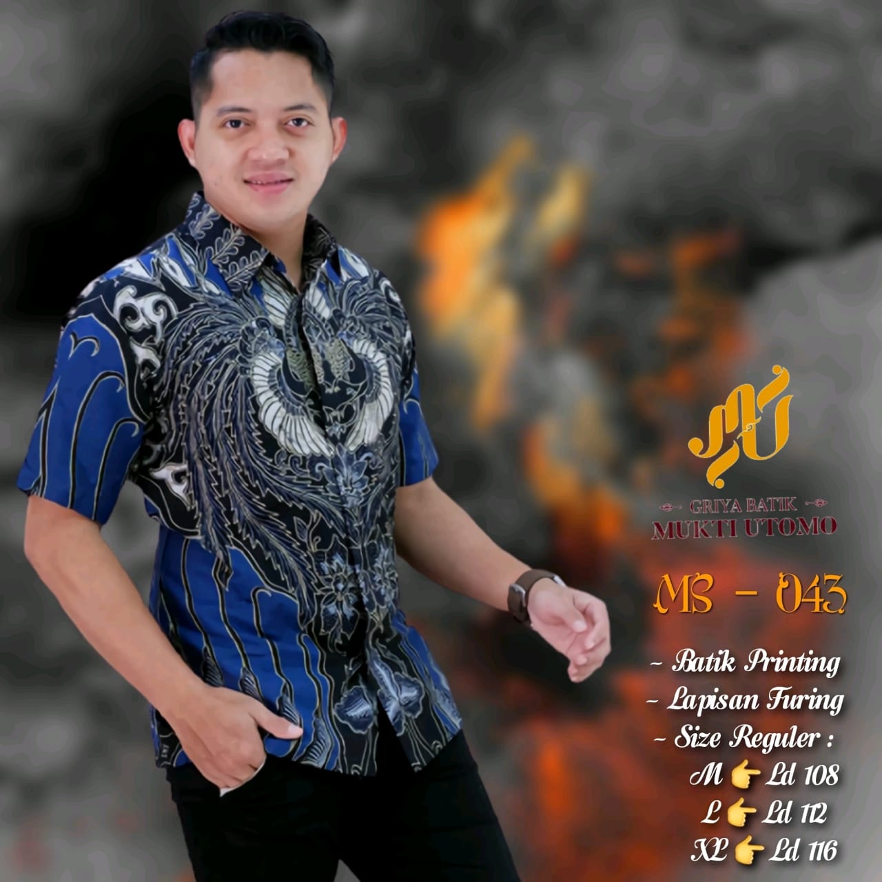 cover-MS 043 Kemeja Batik Pria Solo Lengan Pendek Lapis Furing BY MUKTI UTOMO-1