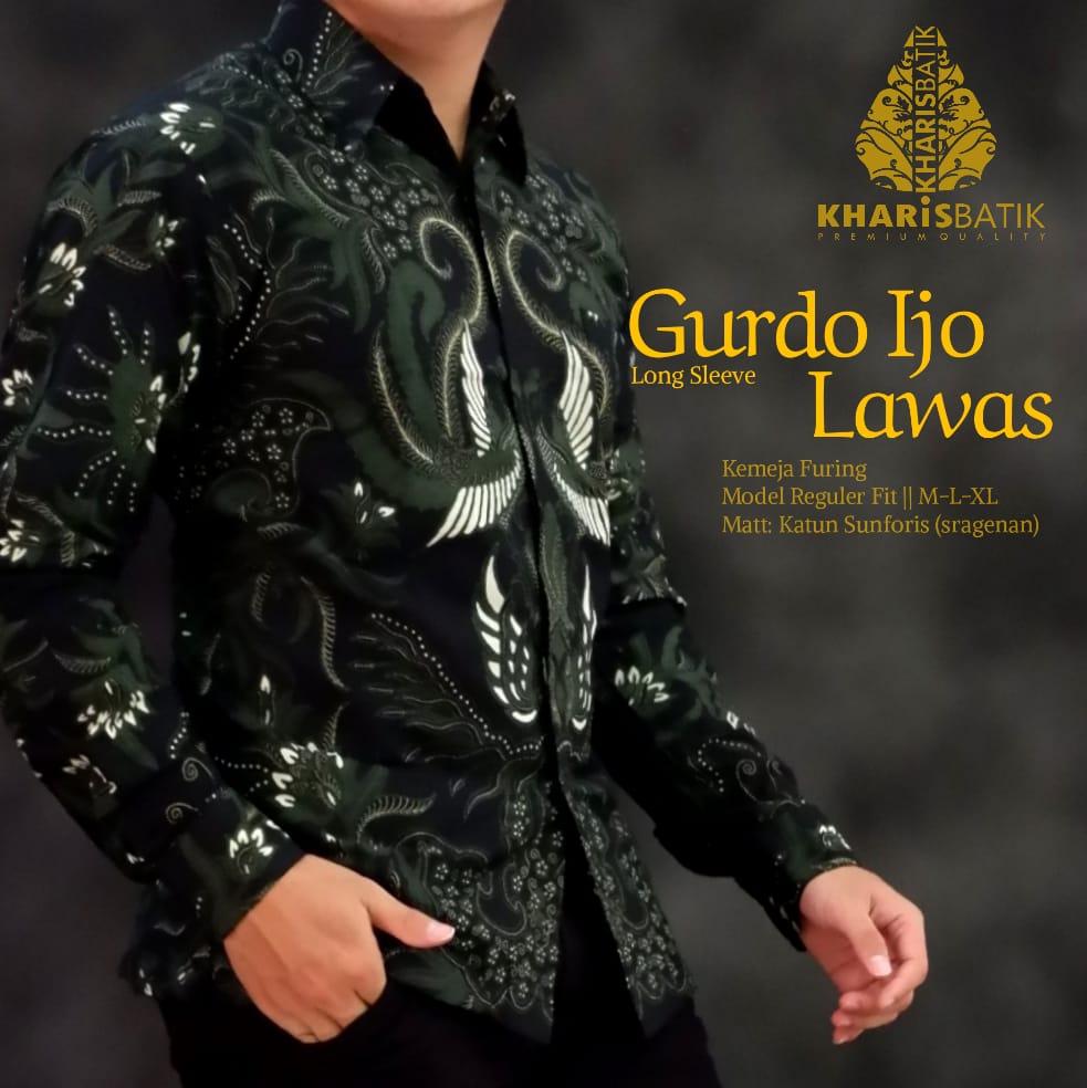 cover-GURDO IJO LAWAS Kemeja Batik Pria Solo Lengan Panjang Lapis Furing BY KHARIS-1