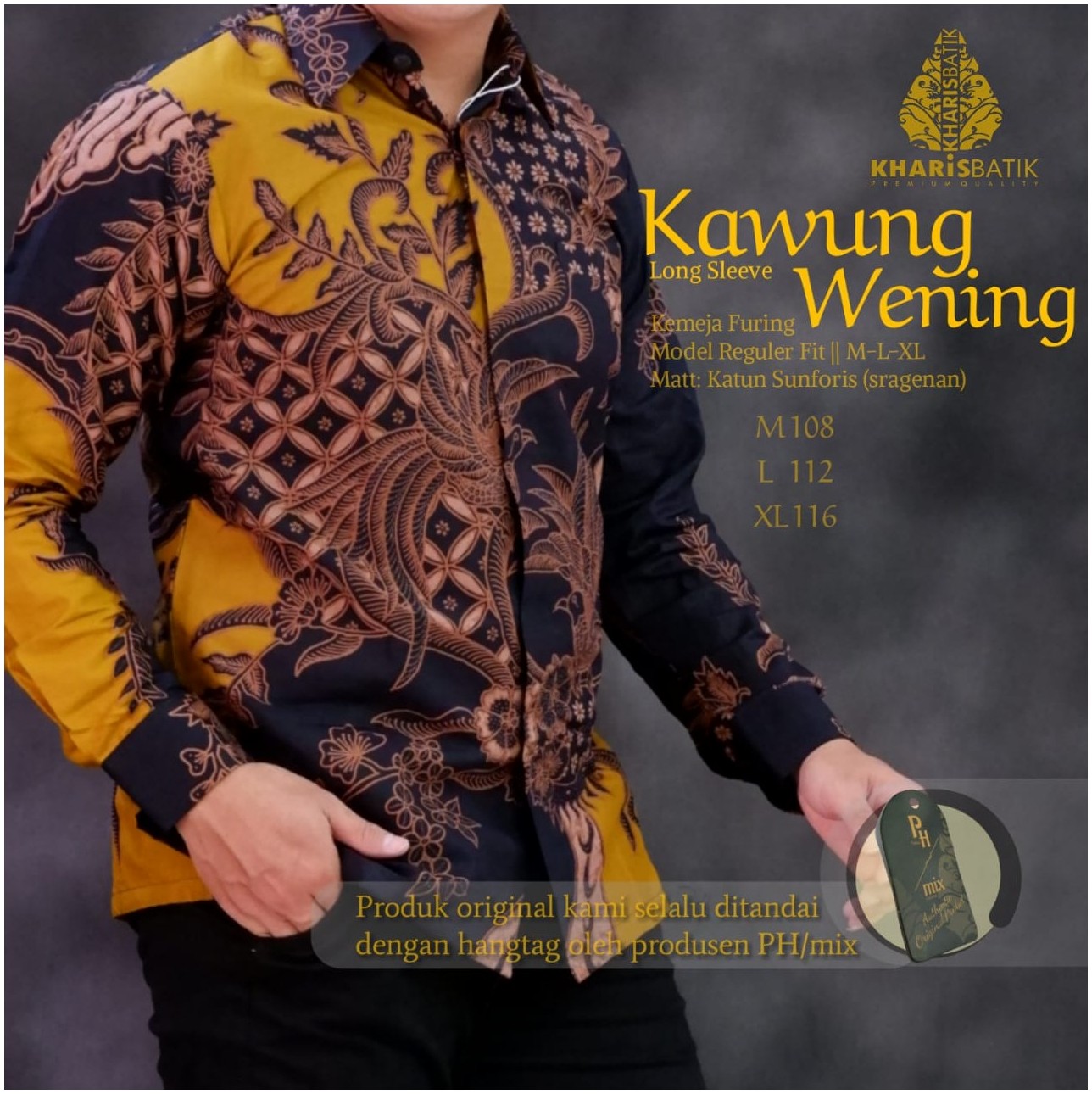 cover-KAWUNG WENING Kemeja Batik Pria Solo Lengan Panjang Lapis Furing BY KHARIS-1