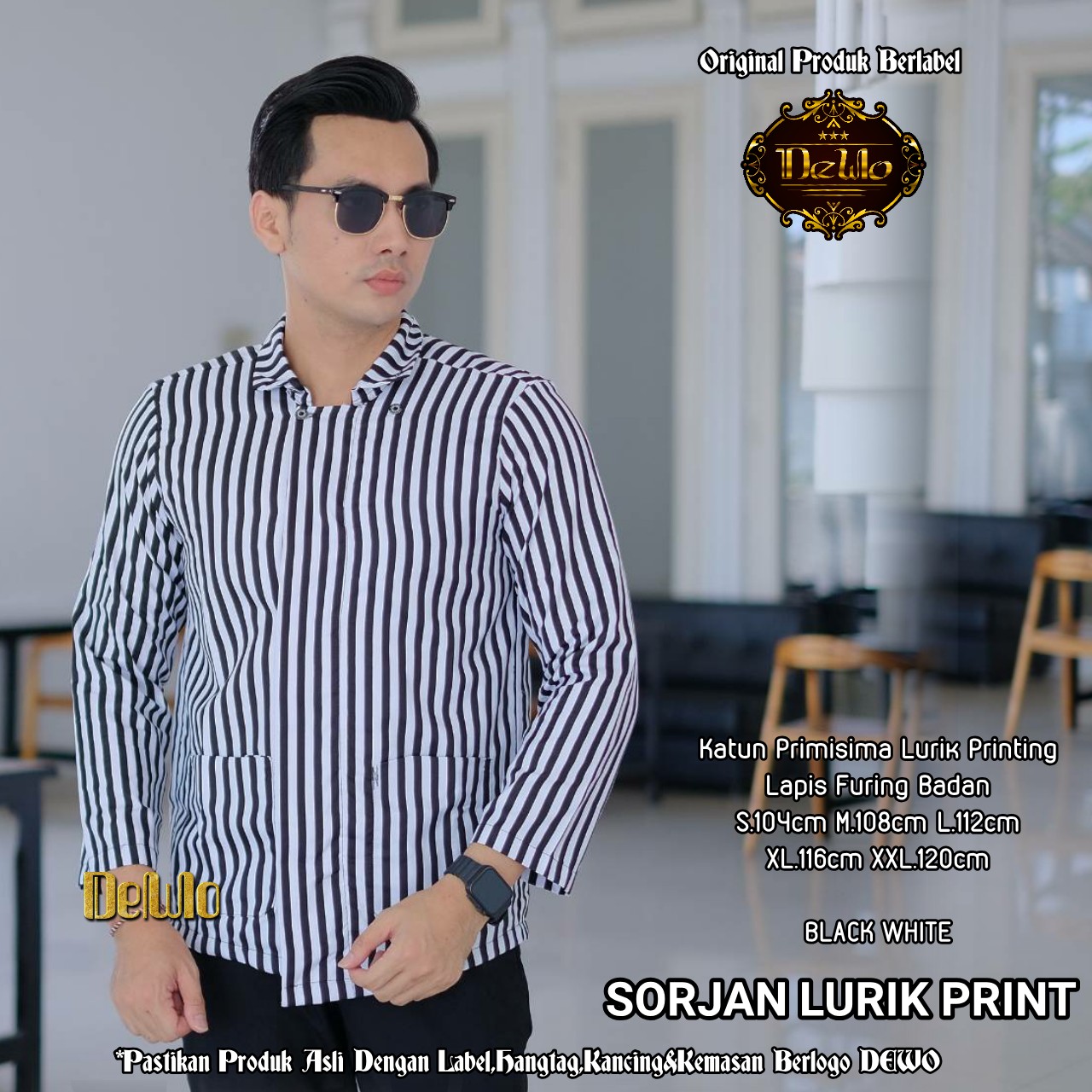 cover-SORJAN LURIK PUTIH Kemeja Batik Pria Solo Lengan Panjang Lapis Furing BY DEWO-1