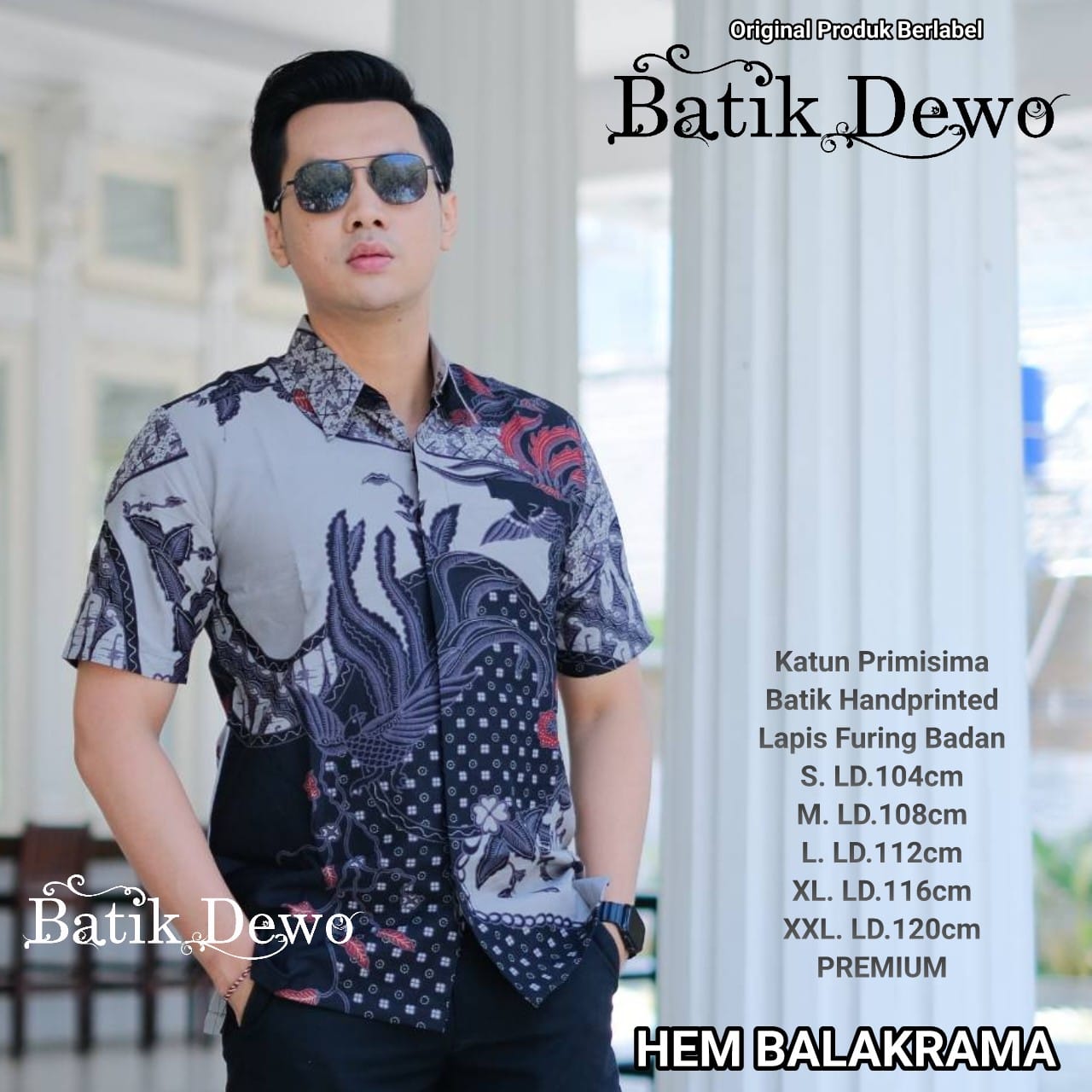 cover-BALAKRAMA Kemeja Batik Pria Solo Lengan Pendek Lapis Furing BY DEWO-1