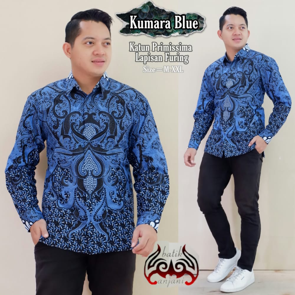 cover-KUMARA BLUE Kemeja Batik Pria Solo Lengan Panjang Lapis Furing BY ANJANI-1