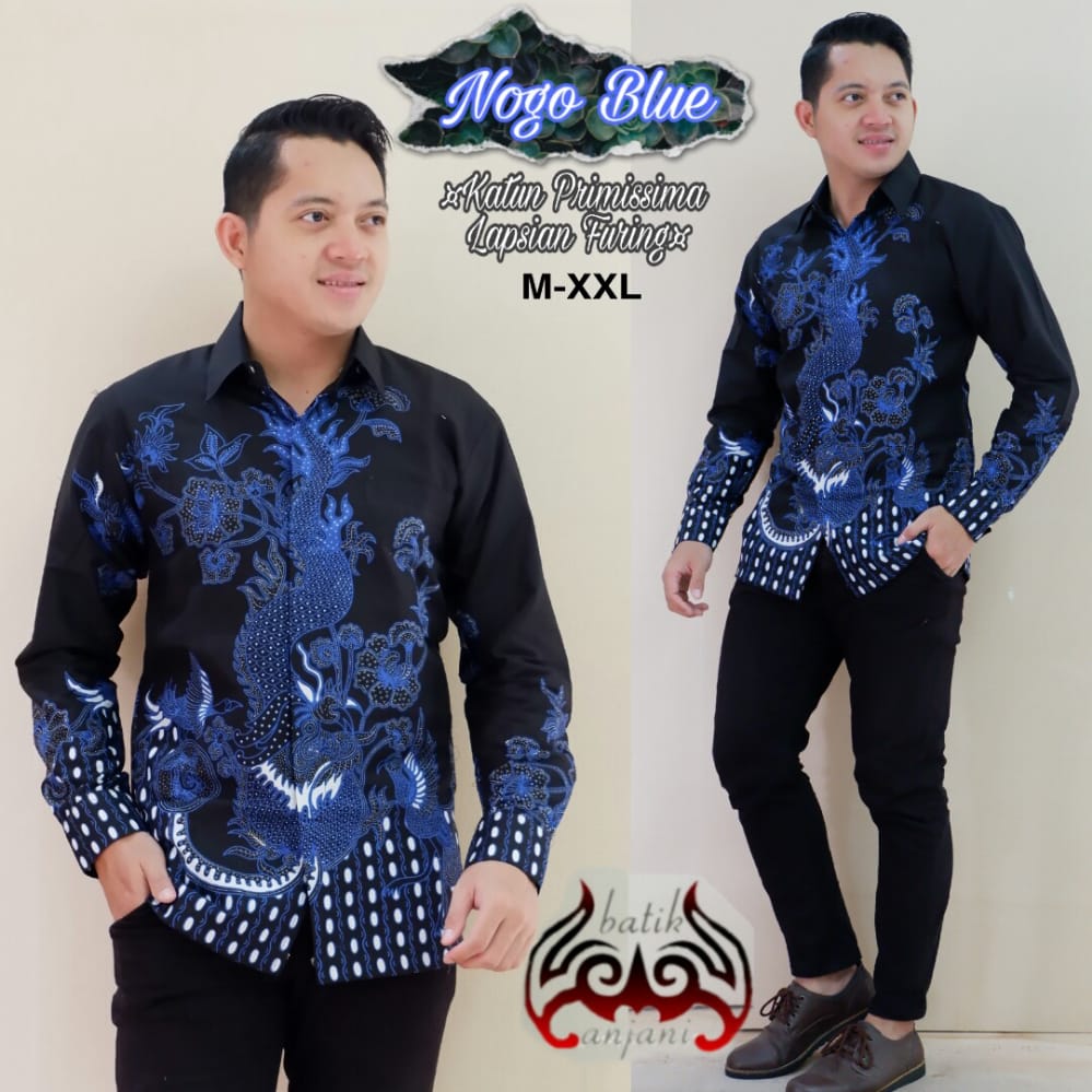 cover-NOGO BLUE Kemeja Batik Pria Solo Lengan Panjang Lapis Furing BY ANJANI-1