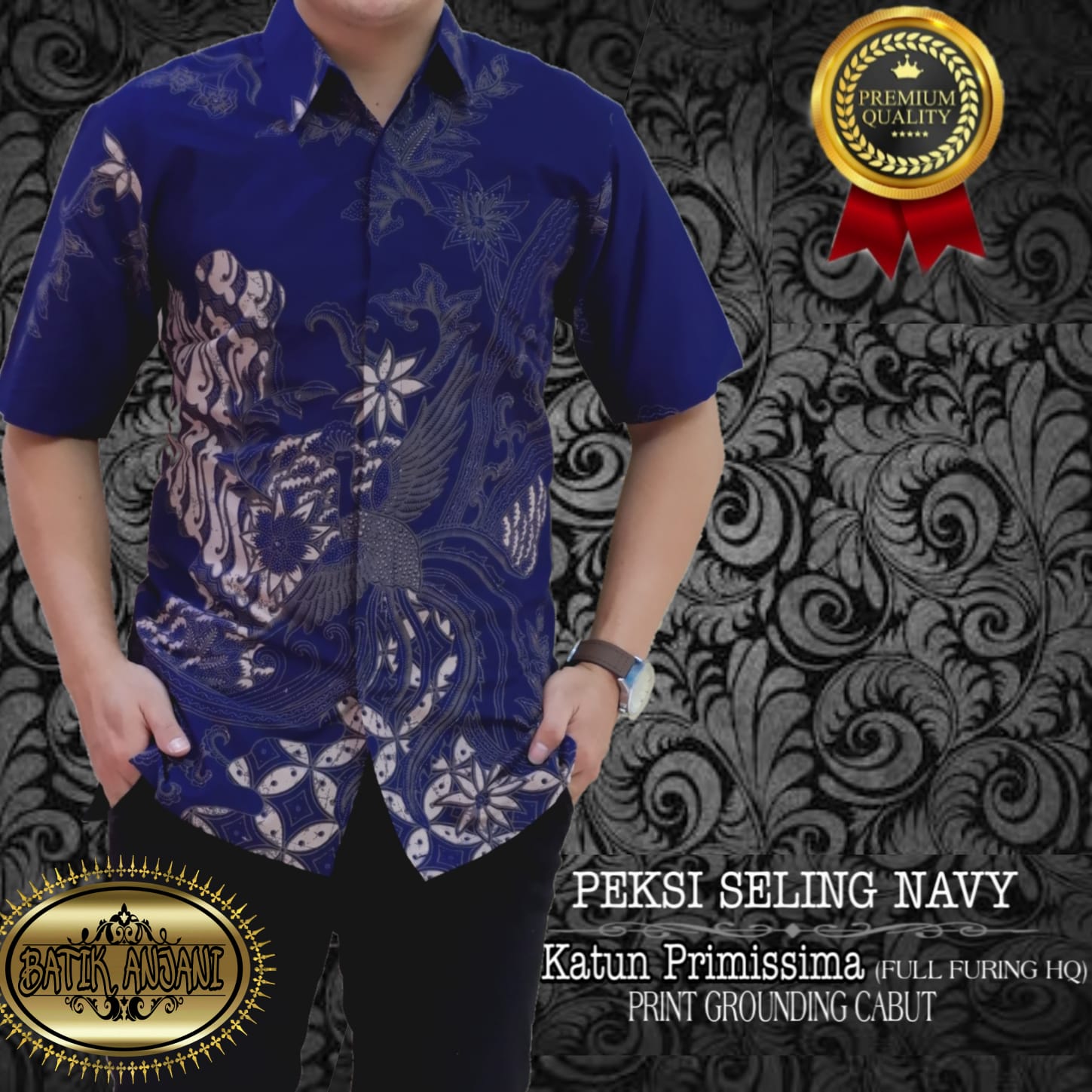 cover-PEKSI SELING NAVY 2 Kemeja Batik Pria Solo Lengan Pendek Lapis Furing BY ANJANI-1