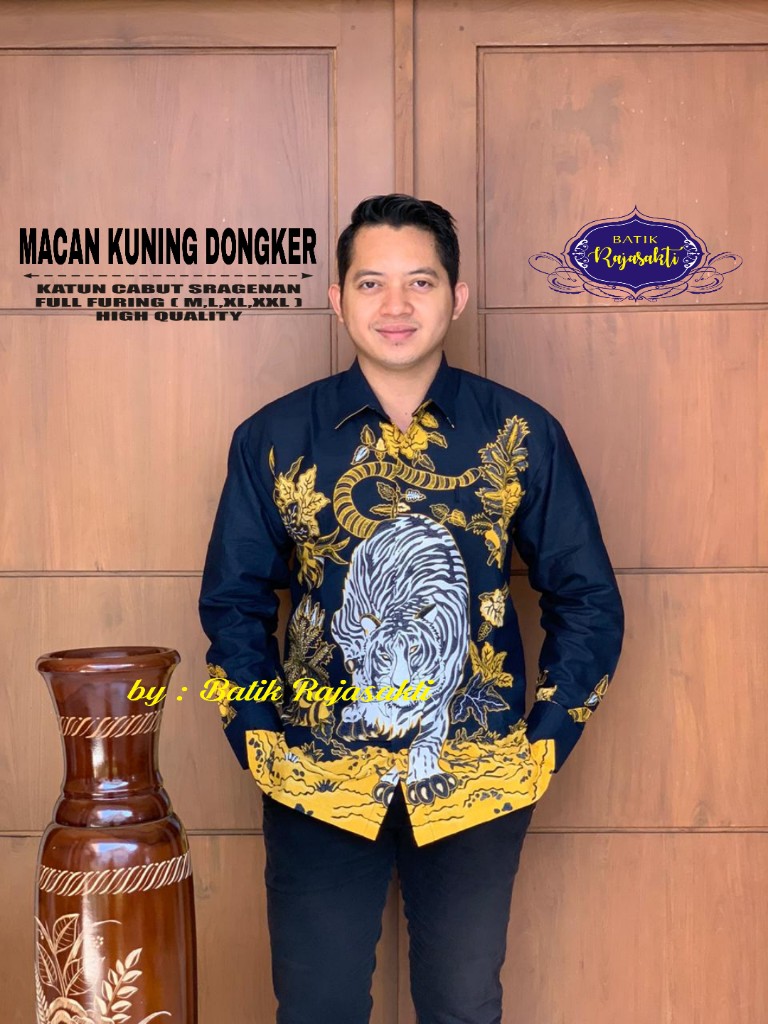cover-MACAN KUNING DONGKER Kemeja Batik Pria Solo Lengan PANJANG Lapis Furing BY RAJASAKTI-1