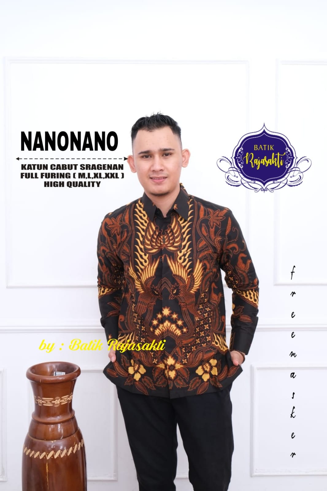 cover-NANONANO Kemeja Batik Pria Solo Lengan PANJANG Lapis Furing BY RAJASAKTI-1