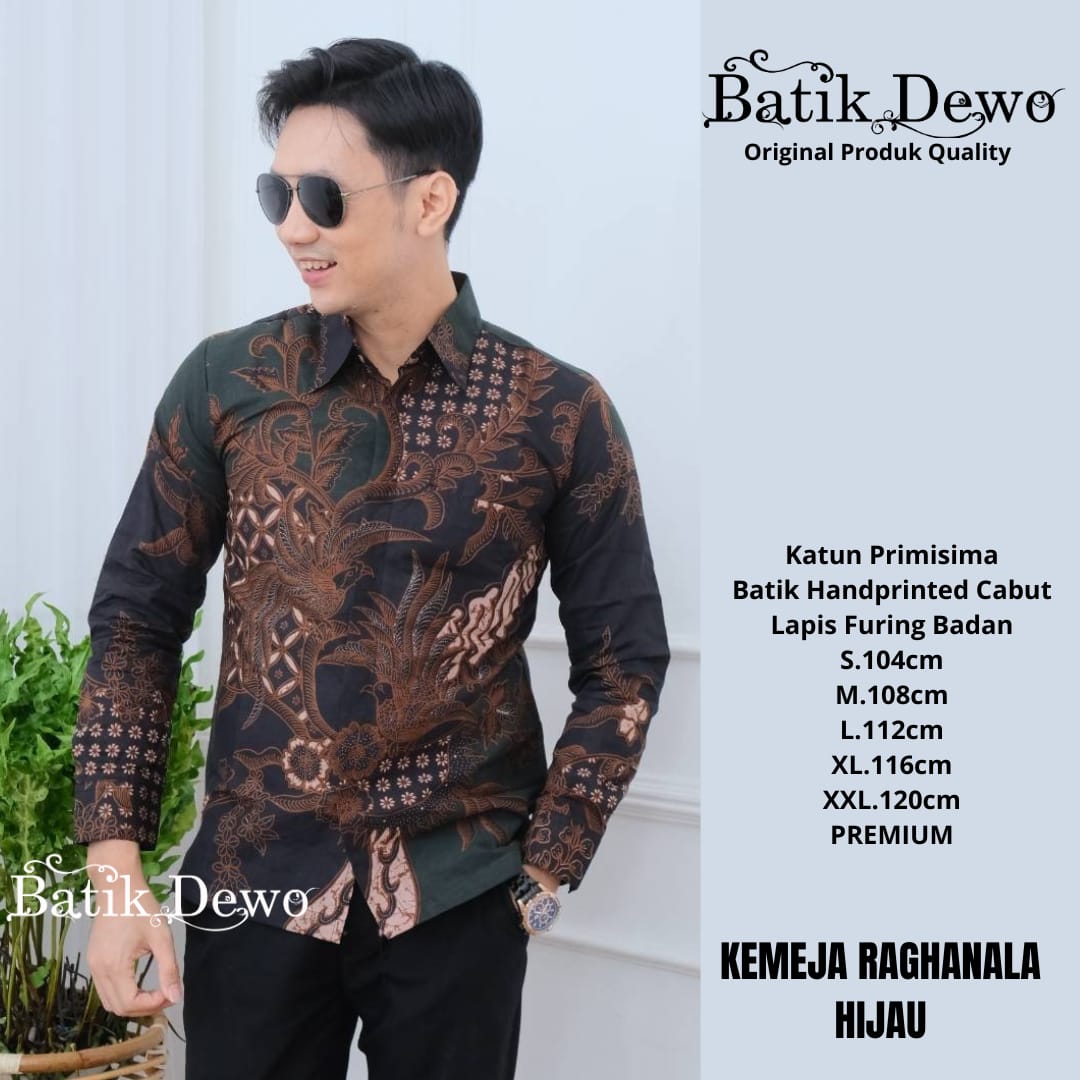 cover-RAGHNALA HIJAU Kemeja Batik Pria Solo Lengan PANJANG Lapis Furing BY DEWO-1