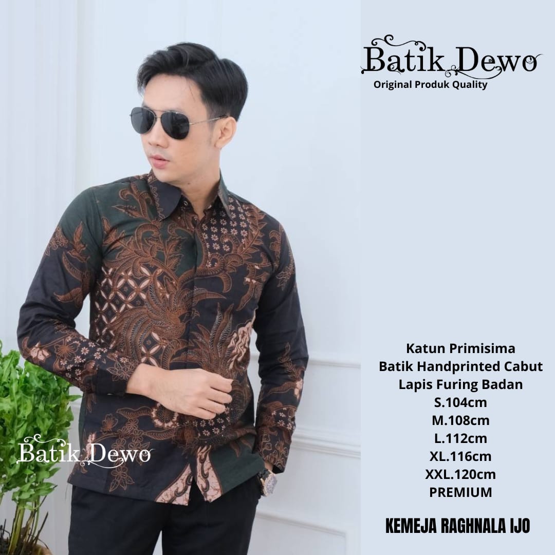 cover-RAGHNALA IJO Kemeja Batik Pria Solo Lengan PANJANG Lapis Furing BY DEWO-1