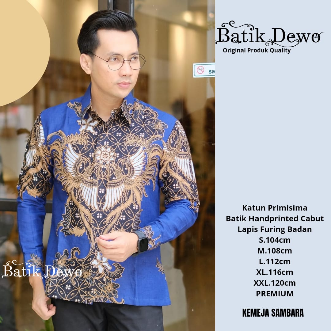 cover-SAMBARA NAVY Kemeja Batik Pria Solo Lengan PANJANG Lapis Furing BY DEWO-1