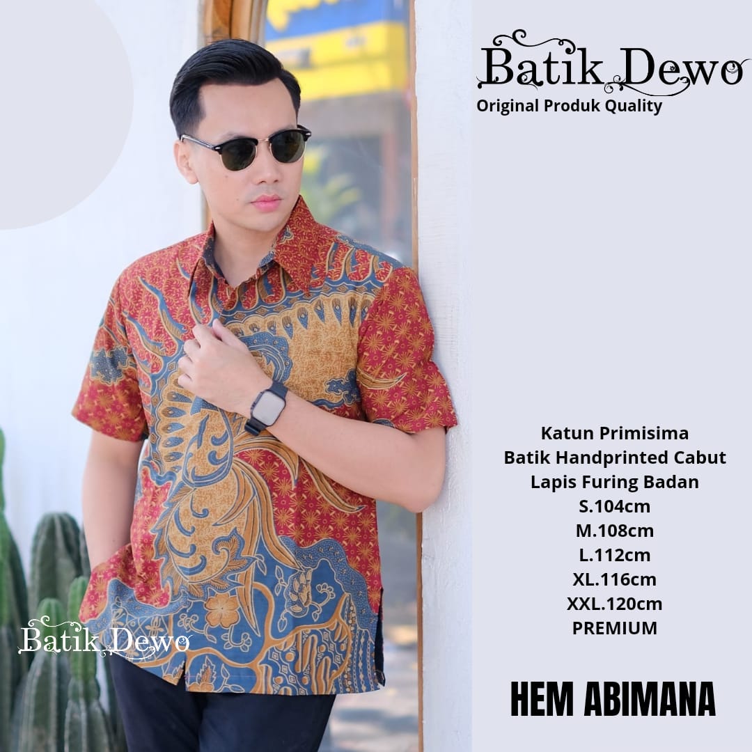cover-ABIMANA Kemeja Batik Pria Solo Lengan PENDEK Lapis Furing BY DEWO-1