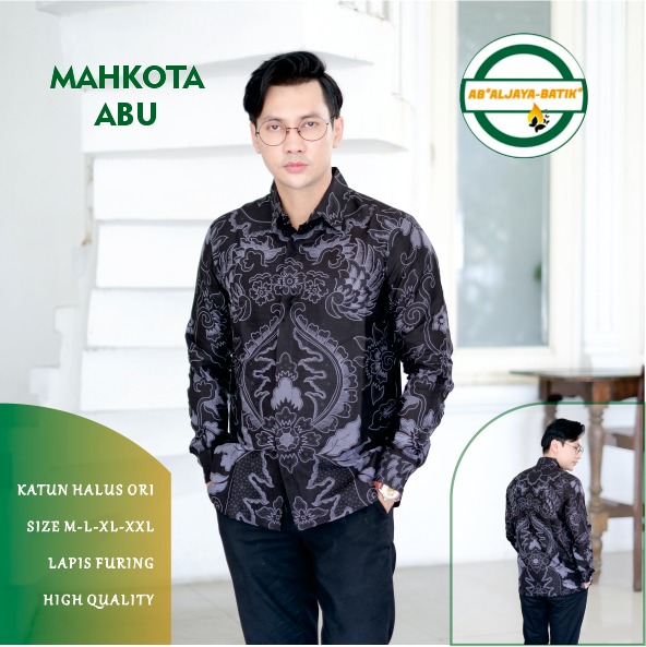 cover-MAHKOTA ABU Kemeja Batik Pria Solo Lengan Panjang Lapis Furing BY ALJAYA-1