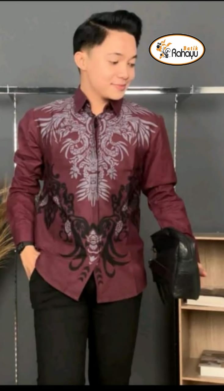 cover-BAGASKARA MERAH Kemeja Batik Pria Solo Lengan Panjang Lapis Furing BY RAHAYU-1