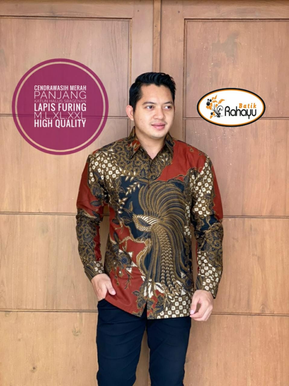 cover-CENDRAWASIH MERAH Kemeja Batik Pria Solo Lengan Panjang Lapis Furing BY RAHAYU-1