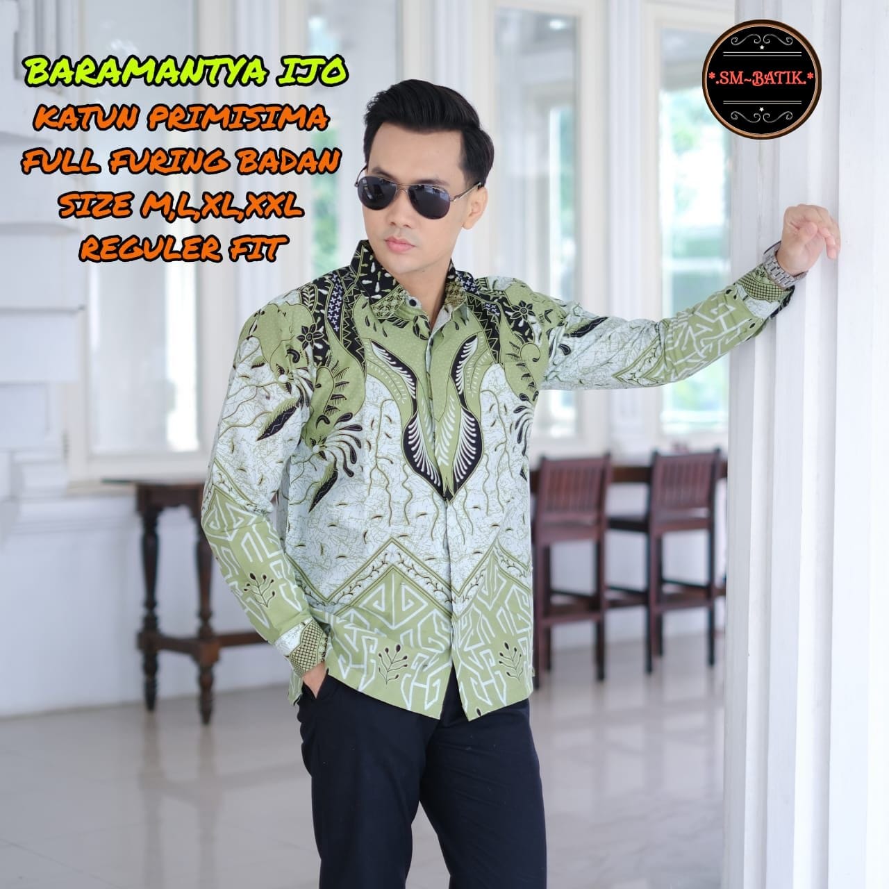 cover-BARAMANTYA IJO Kemeja Batik Pria Solo Lengan Panjang Lapis Furing BY SM-1