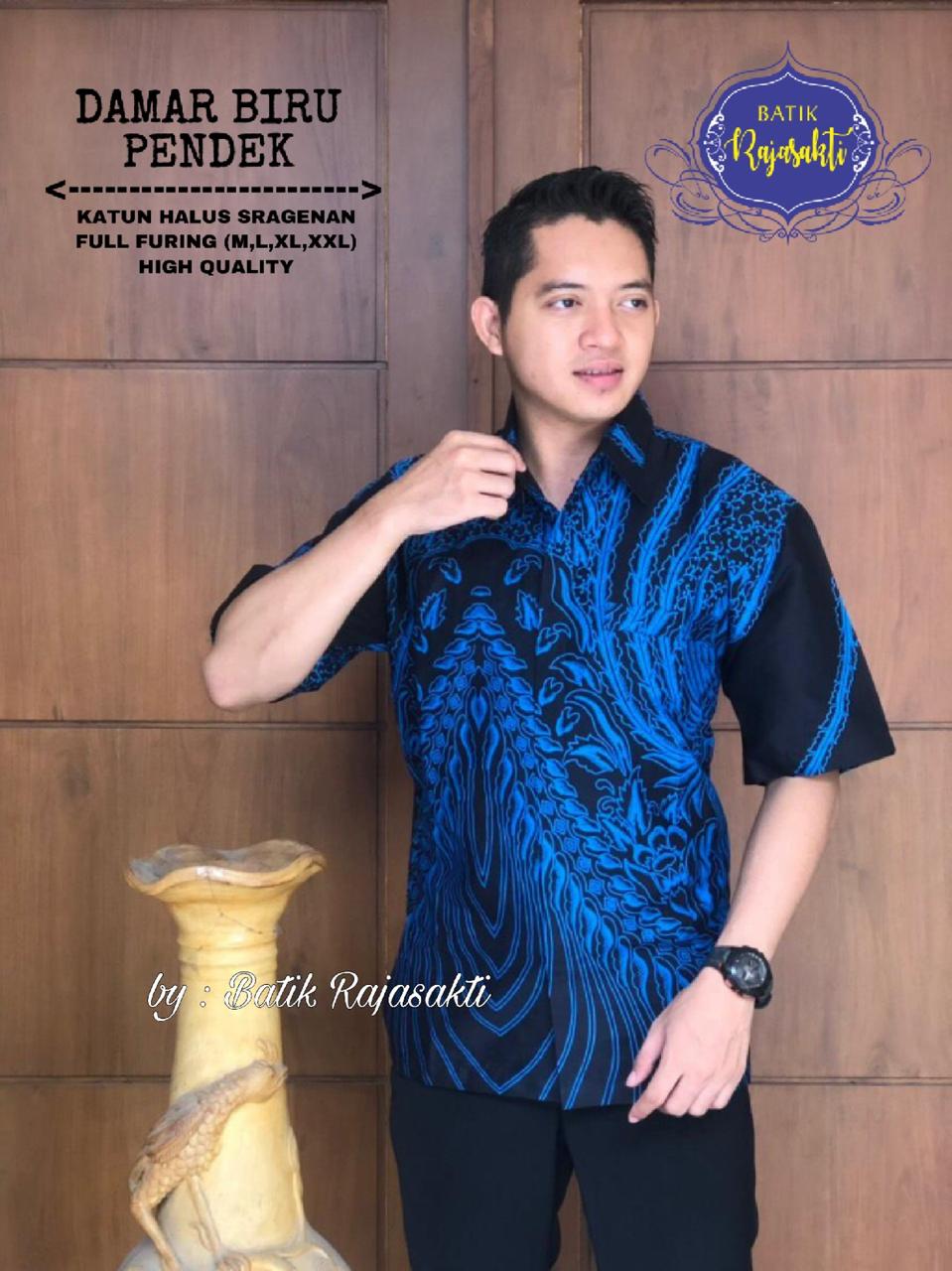 cover-DAMAR BIRU Kemeja Batik Pria Solo Lengan Pendek Lapis Furing BY RAJASAKTI-1
