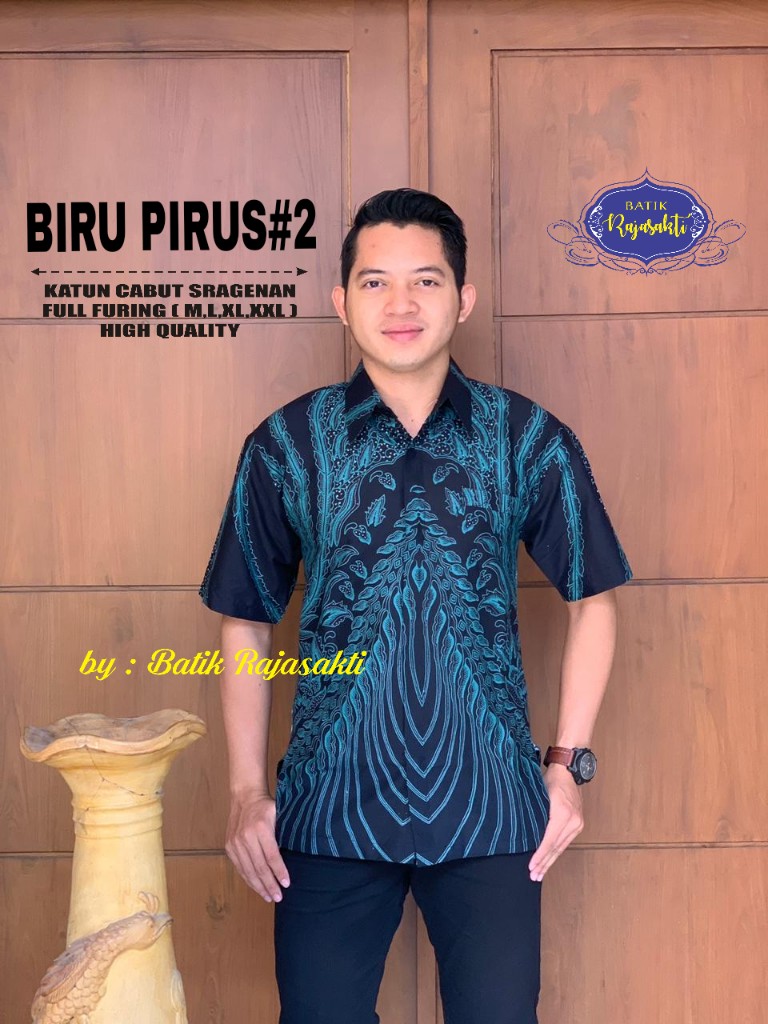 cover-BIRU PIRUS 2 Kemeja Batik Pria Solo Lengan Pendek Lapis Furing BY RAJASAKTI-1