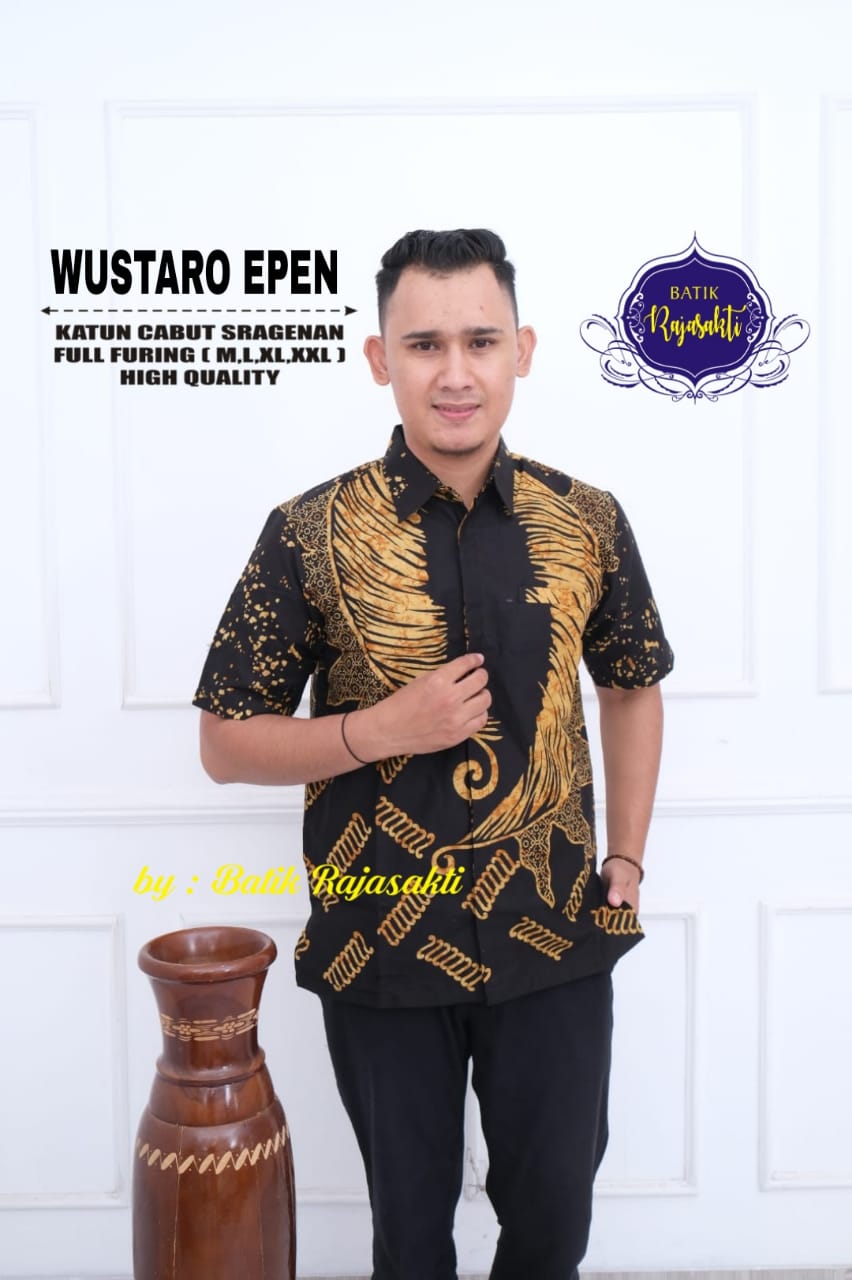 cover-WUSTARO EPEN Kemeja Batik Pria Solo Lengan Pendek Lapis Furing BY RAJASAKTI-1