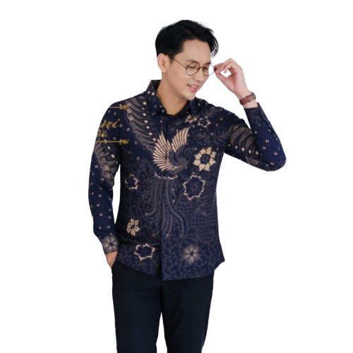 cover-KEMBANG MANUK NAVY Kemeja Batik Pria Solo Lengan Panjang Lapis Furing By BATIKSOLOAMANAH-1