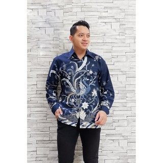cover-CENDRAWASIH NAVY Kemeja Batik Pria Solo Lengan Panjang Lapis Furing By BATIKSOLOAMANAH-1