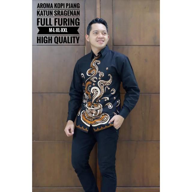cover-AROMA KOPI Kemeja Batik Pria Solo Lengan Panjang Lapis Furing By BATIKSOLOAMANAH-1