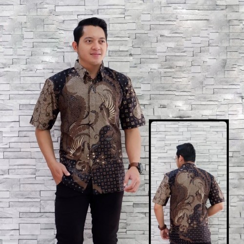 cover-MAHKOTA COKLAT Kemeja Batik Pria Solo Lengan Pendek Lapis Furing By BATIKSOLOAMANAH-1