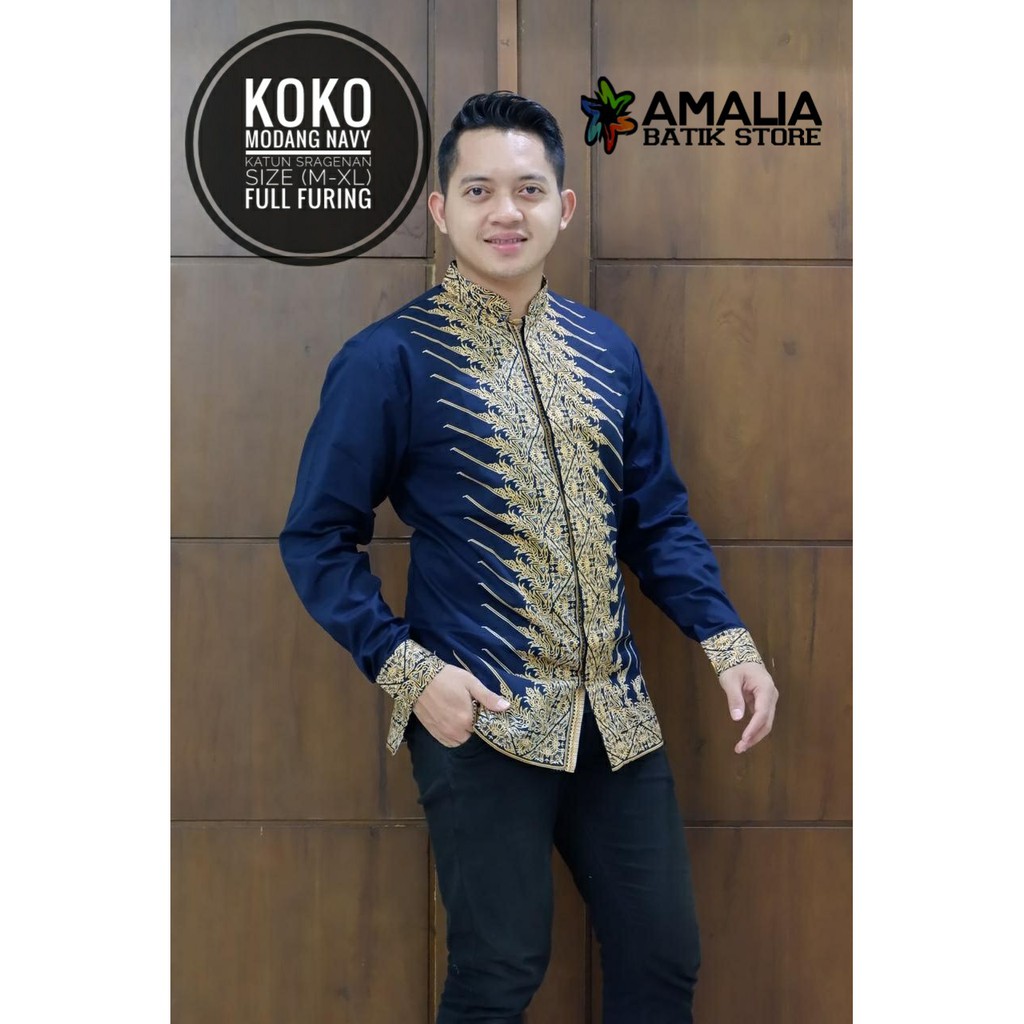 cover-KOKO MODANG NAVY Kemeja Batik Pria Solo Lengan Panjang Lapis Furing By BATIKSOLOAMANAH-1