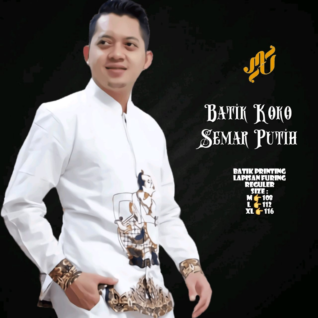 cover-KOKO SEMAR PUTIH Kemeja Batik Pria Solo Lengan Panjang Lapis Furing By BATIKSOLOAMANAH-1